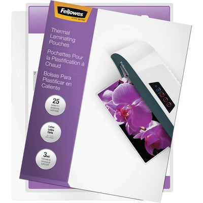 Fellowes Thermal Laminating Pouches - ImageLast™, Jam Free, Letter, 3 mil, 25 pack - Sheet Size Supported: Letter - Laminating Pouch/Sheet Size: 9" Width x 3 mil Thickness - Type G - Glossy - for Document - Self-adhesive, Durable, UV Resistant, Fade