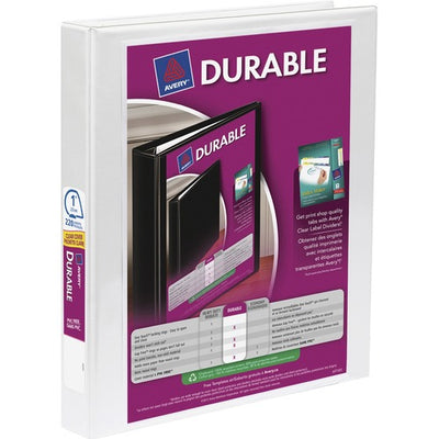 Avery® Durable View Slant-D Presentation Binder - 1" Binder Capacity - Letter - 8 1/2" x 11" Sheet Size - D-Ring Fastener(s) - White - Recycled - Durable, Gap-free Ring - 1 Each