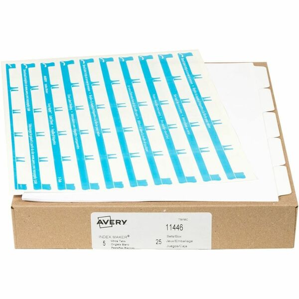 Avery&reg; Print & Apply Clear Label Dividers with Index Maker&reg; Easy Apply&trade; Labels for Laser and Inkjet Printers, 5 tabs, 25 sets - 125 x Divider(s) - Print-on Tab(s) - 5 - 5 Tab(s)/Set - 8.50" Divider Width x 11" Divider Length - 3 Hole Punched