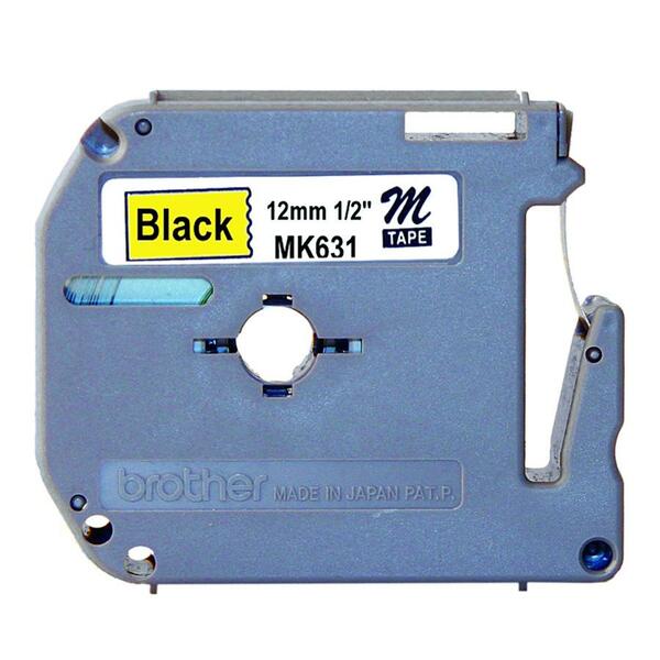 Brother P-touch Nonlaminated M Series Tape Cartridge - x 1/2" (12.70 mm) Width - Direct Thermal - Black, Yellow - 1 Each