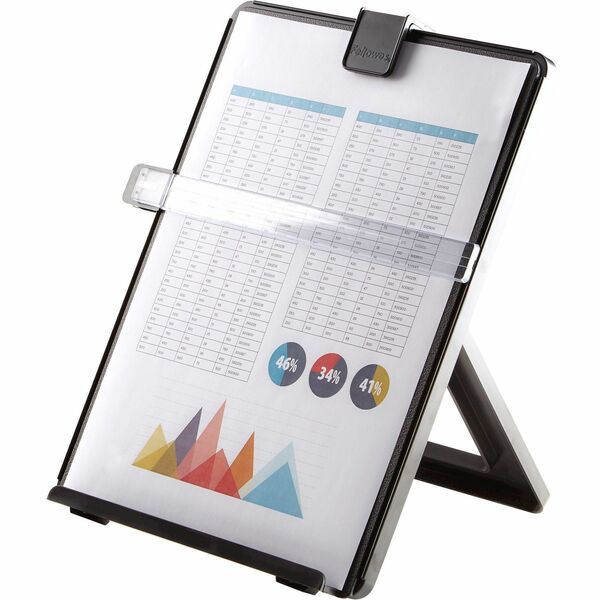 Fellowes Non-Magnetic Copyholder - 11.25" (285.75 mm) Height x 10.13" (257.30 mm) Width x 7.38" (187.45 mm) Depth - Black - Plastic