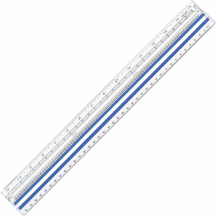 Westcott Magnifying Computer Printout Rulers - 38.10 cm Length x 2.54 cm Width - 1/16 Graduations - Imperial, Metric Measuring System - Acrylic - Clear - 1 Each