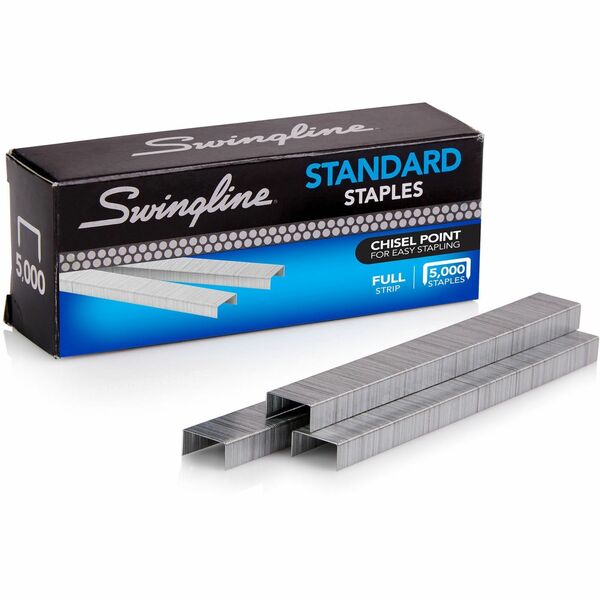 Swingline Standard Staples - 210 Per Strip - Standard - 1/4" (6.35 mm) Leg - for Paper - Chisel Point - Silver - 5000 / Box