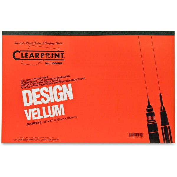 Clearprint Design Vellum Pad - Tabloid - 50 Sheets - Plain - 16 lb (7257.48 g) Basis Weight - Tabloid - 11" (279.40 mm) x 17" (431.80 mm) Sheet Size - White Paper - Acid-free, Archival - 1 / Pad