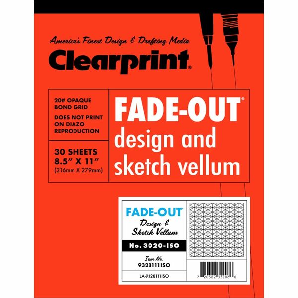 Clearprint Isometric Grid Paper Pad - Letter - 30 Sheets - 20 lb (9071.85 g) Basis Weight - Letter - 8 1/2" (215.90 mm) x 11" (279.40 mm) Sheet Size - White Paper - 1 Pad