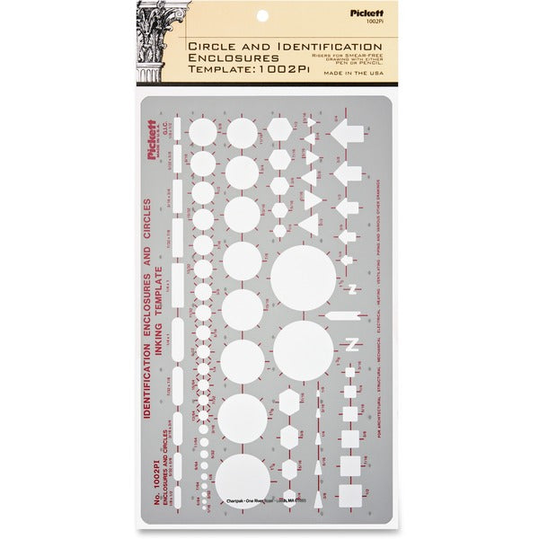 Chartpak Circle/Identification Template - Circle, Square, Hexagon, Rectangle, Diamond, Directional Arrow - 5.87" (149.10 mm) Height x 10" (254 mm) Width - Gray