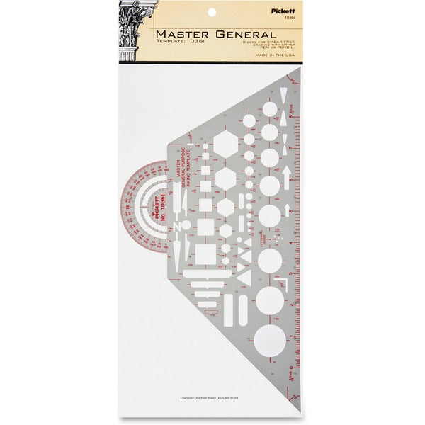 Chartpak General Purpose Template - Circle, Square, Hexagon, Triangle, Bracket, Arrow - 5.75" (146.05 mm) Height x 11" (279.40 mm) Width x 0.30" (7.62 mm) Depth - Gray