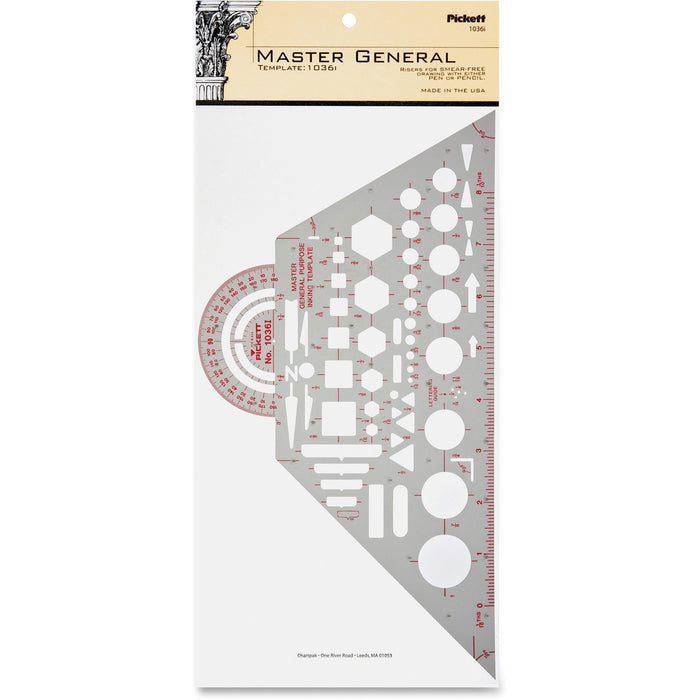 Chartpak General Purpose Template - Circle, Square, Hexagon, Triangle, Bracket, Arrow - 5.75" (146.05 mm) Height x 11" (279.40 mm) Width x 0.30" (7.62 mm) Depth - Gray
