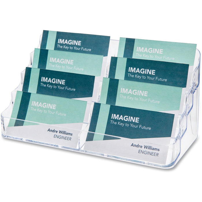 Deflecto Business Card Holder - 0.37" (9.52 mm) Height x 7.87" (200.02 mm) Width x 3.50" (88.90 mm) Depth - Acrylic - Clear - 1 Each