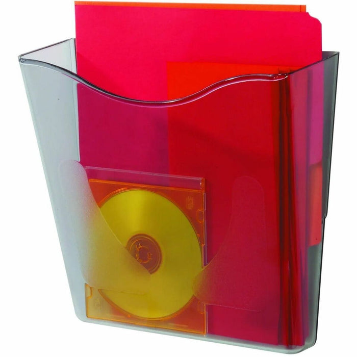 Deflecto Euro-style DocuPocket Wall Pocket - 1 Pocket(s) - 10.3" (260.35 mm) Height x 10.9" (276.10 mm) Width x 4" (101.60 mm) Depth - Smoke - Plastic - 1 Each