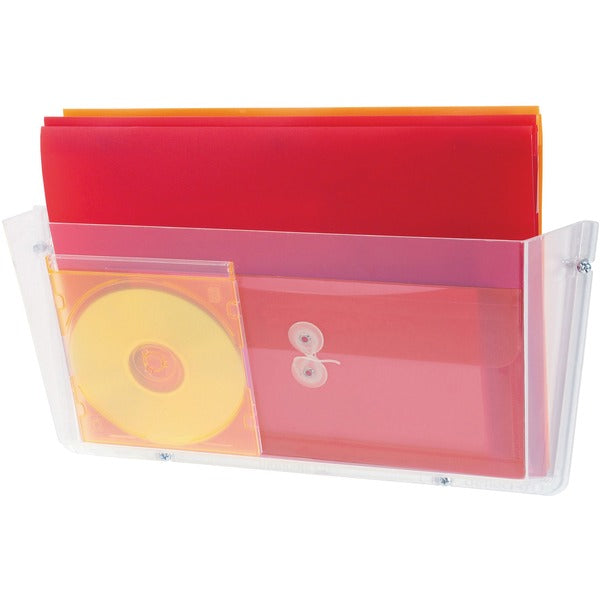 Deflecto Unbreakable Plastic Wall Pockets - 1 Compartment(s) - 6.5" Height x 17.5" Width x 3" Depth - Unbreakable - Clear - Plastic - 1 Each