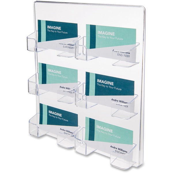 Deflecto Business Card Holder - 9.75" (247.65 mm) Height x 8.50" (215.90 mm) Width x 1.80" (45.72 mm) Depth - Acrylic - Clear - 1 Each