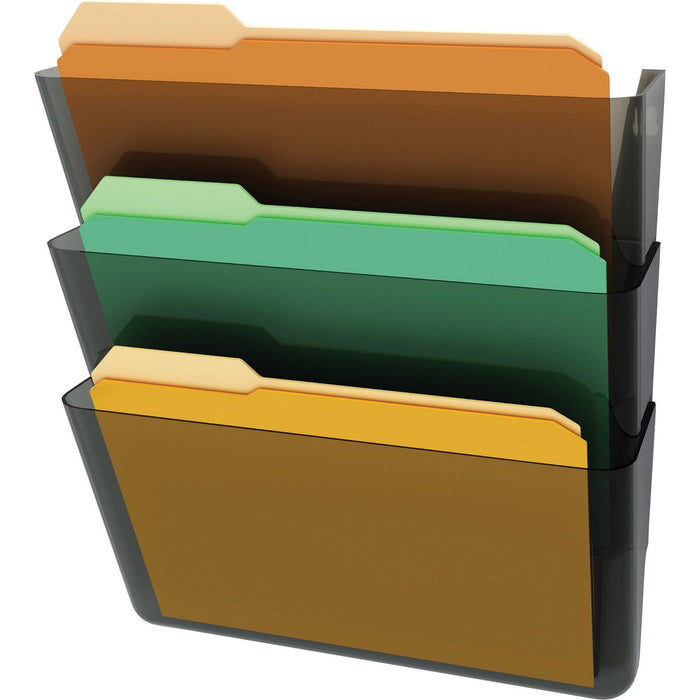 Deflecto Stackable DocuPocket Set - 3 Pocket(s) - 7" (177.80 mm) Height x 13" (330.20 mm) Width x 4" (101.60 mm) Depth - Stackable - Smoke - 3 / Set
