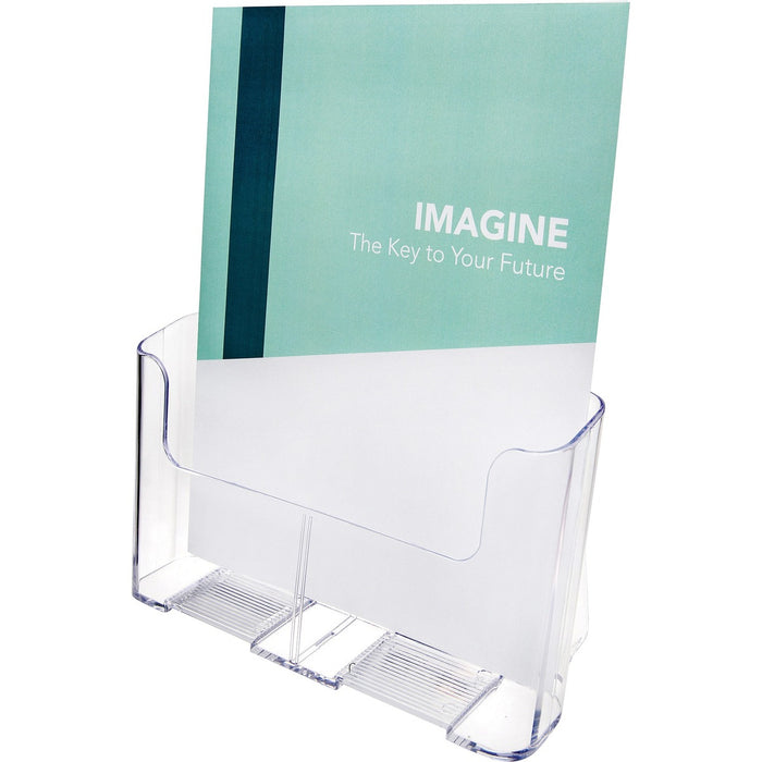 Deflecto Single Compartment DocuHolder - 1 Pocket(s) - 10.8" (273.05 mm) Height x 9.3" (234.95 mm) Width x 3.8" (95.25 mm) Depth - Desktop - Magazine Size - Clear - Plastic - 1 Each