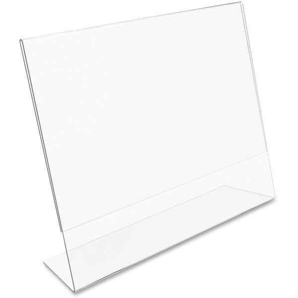 Deflecto Classic Image Slanted Sign Holder - 11" (279.40 mm) Width x 8.50" (215.90 mm) Height - Rectangular Shape - Side-loading, Self-standing - Indoor, Outdoor - Plastic - Clear - 1 Each