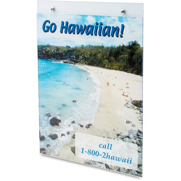 Deflecto Classic Image Wall Mount Sign Holder - 11" (279.40 mm) Width x 17" (431.80 mm) Height - Rectangular Shape - Wall Mountable - Top Loading - Plastic - Clear - 1 Each