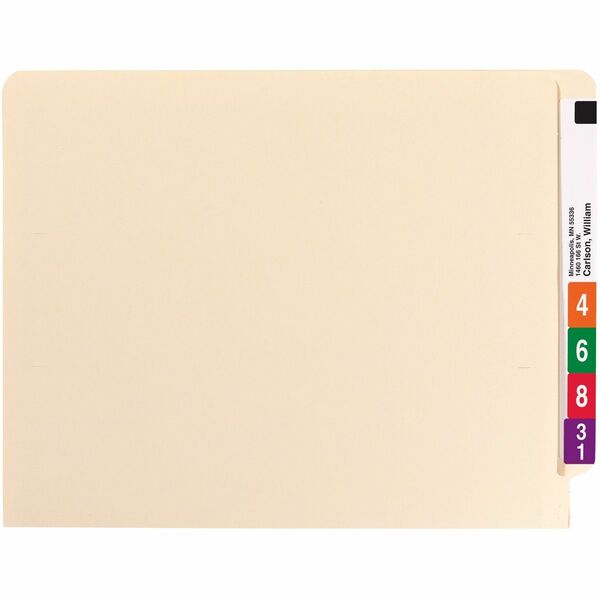 Smead Straight Tab Cut Letter Recycled Fastener Folder - 8 1/2" (215.90 mm) x 11" (279.40 mm) - 3/4" (19.05 mm) Expansion - 2 x 2B Fastener - 11 pt. (3.87 mm) - 2 Plys - Pressboard - Manila - Antimicrobial, Acid-free - 10% Recycled - 50 / Box
