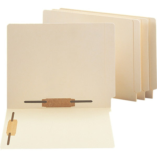 Smead Straight Tab Cut Letter Recycled Fastener Folder - 8 1/2" (215.90 mm) x 11" (279.40 mm) - 3/4" (19.05 mm) Expansion - 2 x 2B Fastener(s) - 2" (50.80 mm) for Folder - End Tab Location - Manila - Manila - 10% Recycled - 50 / Box