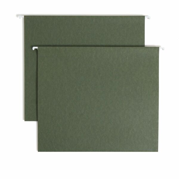 Smead Letter Recycled Hanging Folder - 2" (50.80 mm) Folder Capacity - 8 1/2" (215.90 mm) x 11" (279.40 mm) - 2" (50.80 mm) Expansion - 11 pt. (3.87 mm) - Pressboard - Standard Green - Reinforced Base - 10% Recycled - 25 / Box