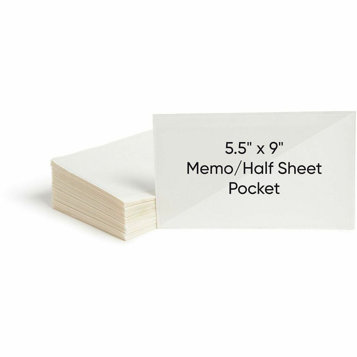 Smead Self-Adhesive Pockets - For 9" (228.60 mm) x 5 9/16" (141.22 mm) Sheet - Clear - Poly - 100 / Box