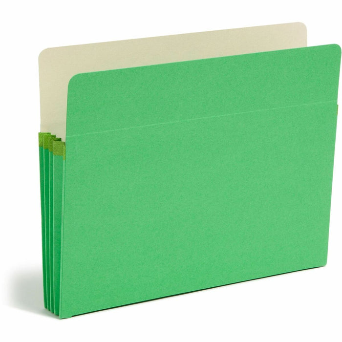 Smead Straight Tab Cut Letter Yes File Pocket - 8 1/2" (215.90 mm) x 11" (279.40 mm) - 3 1/2" (88.90 mm) Expansion - Top Tab Location - 9 pt. (3.17 mm) - Card Stock - Green - Tear Resistant - 10% Recycled - 1 Each