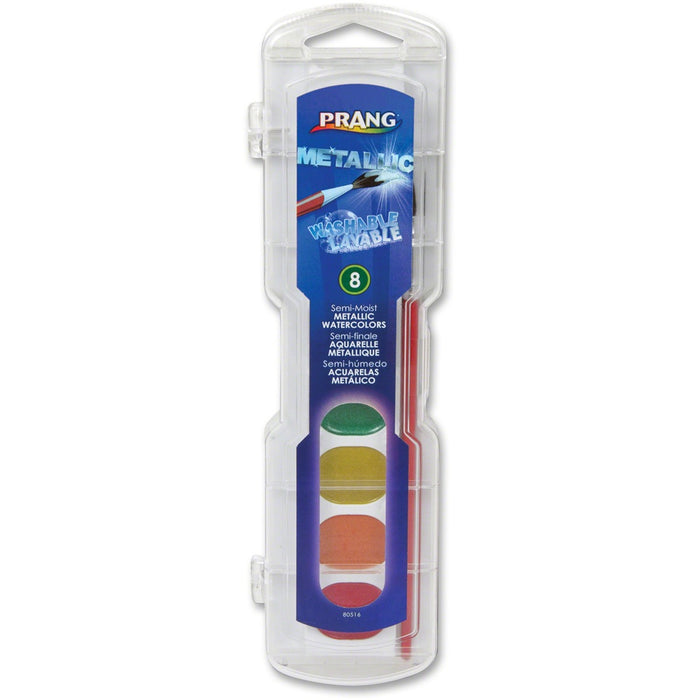 Dixon Washable Metallic Watercolors Set - Liquid - 8 Color(s) - Metallic - Gold, Silver, Copper, Blue, Green, Yellow, Red Orange, Red - 2.92 mL - Washable - 1 Each