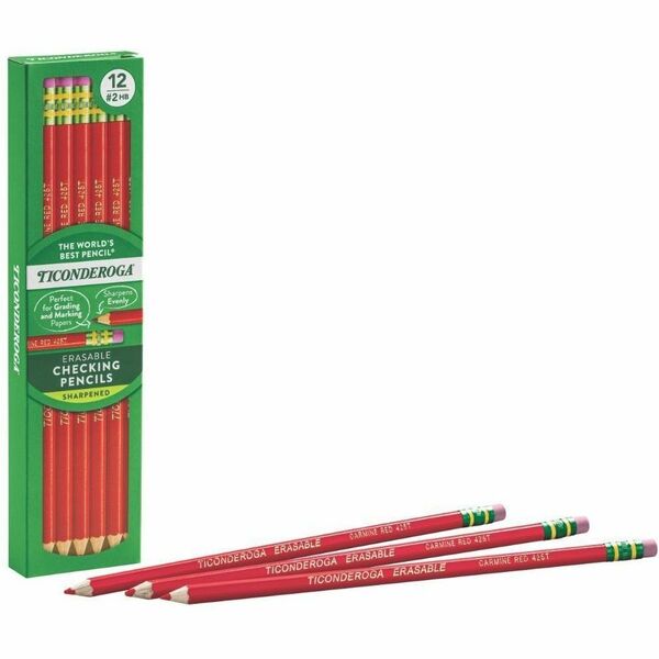 Ticonderoga Eraser Tip Checking Pencils - Red Lead - HB - 12 / Box