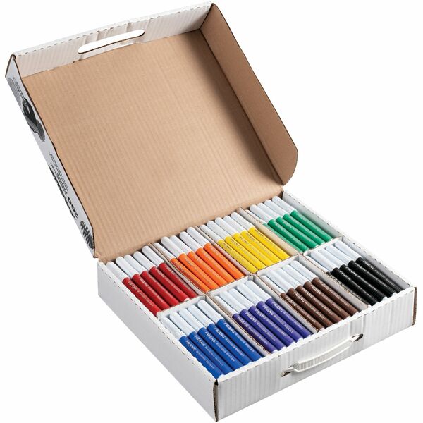 Prang Bullet Tip Washable Master Pack Art Markers - Bullet Marker Point - Washable - Violet, Black, Green, Orange, Purple, Yellow, Red, Brown Ink - Water Based - White Barrel - 200 / Box