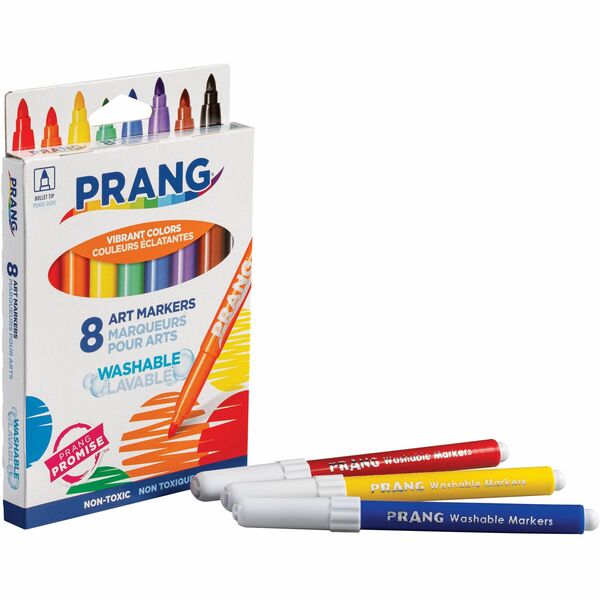 Prang Bullet Tip Washable Master Pack Art Markers - Broad Bullet Marker Point - Assorted Ink - White Barrel - 8 / Set