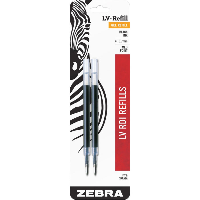 Zebra Sarasa Grand Gel LV-Refill - 0.7 mm (0.03") , Medium Point - Black Ink - Scratch-free - 2 / Pack
