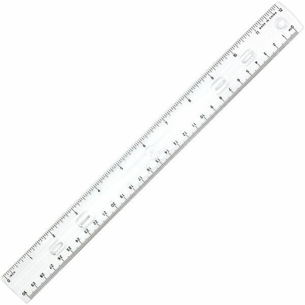 Sparco 12" Standard Metric Ruler - 30.48 cm Length x 3.38 cm Width - 1/16 Graduations - Metric, Imperial Measuring System - Plastic - Clear - 1 Each