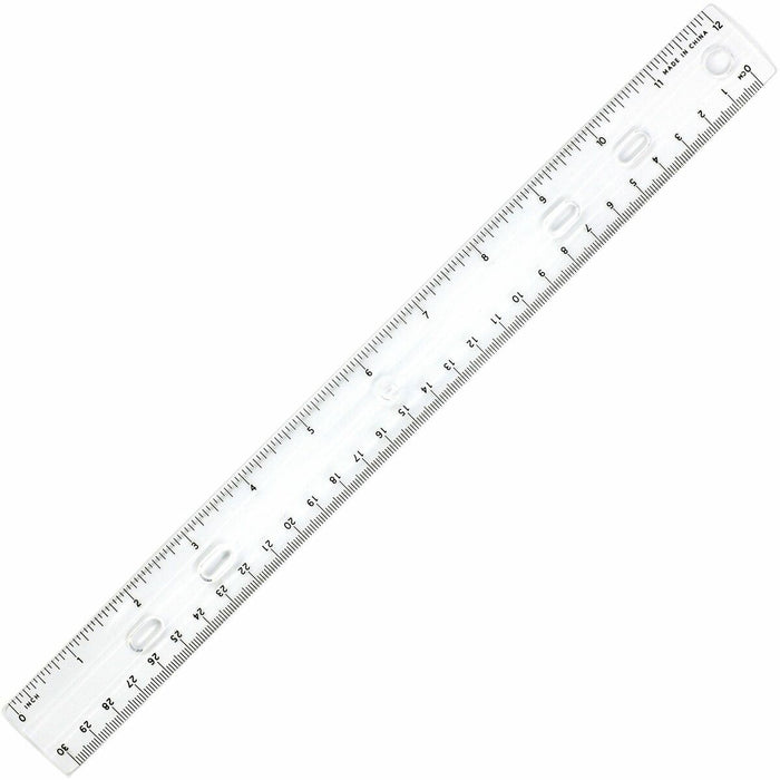 Sparco 12" Standard Metric Ruler - 30.48 cm Length x 3.38 cm Width - 1/16 Graduations - Metric, Imperial Measuring System - Plastic - Clear - 1 Each