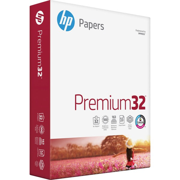 HP Premium32 Laser Paper - White - 100 Brightness - Letter - 8 1/2" (215.90 mm) x 11" (279.40 mm) - 32 lb (14514.96 g) Basis Weight - Acid-free, Heavyweight - White - 500 / Pack