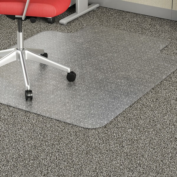 Lorell Low Pile Wide Lip Economy Chairmat - Carpeted Floor - 53" (1346.20 mm) Length x 45" (1143 mm) Width x 0.095" (2.41 mm) Thickness - Lip Size 12" (304.80 mm) Length x 25" (635 mm) Width - Vinyl - Clear - 1Each