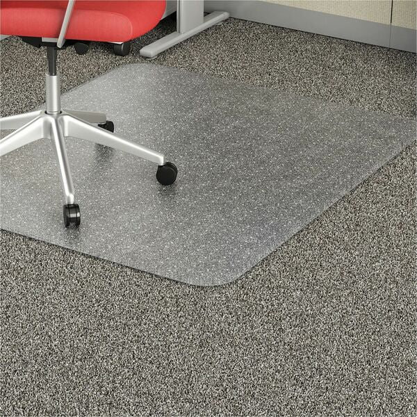 Lorell Low-Pile Economy Chairmat - Carpeted Floor - 60" (1524 mm) Length x 46" (1168.40 mm) Width x 0.095" (2.41 mm) Thickness - Rectangular - Vinyl - Clear - 1 Each