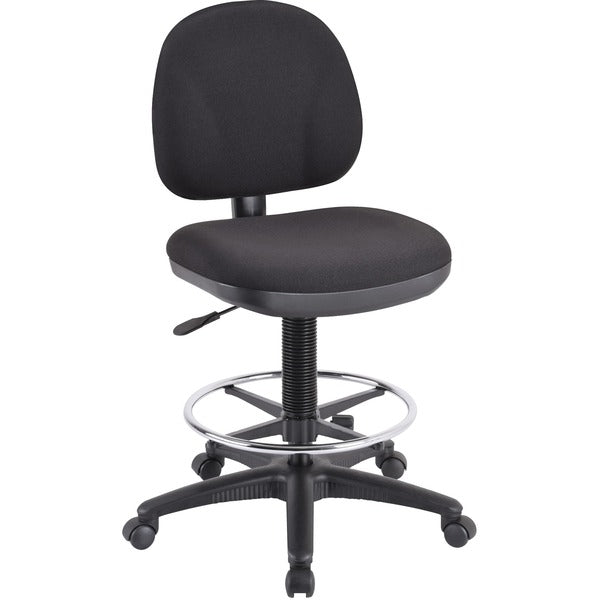 Lorell Millenia Series Adjustable Task Stool with Back - Black Seat - Black - 1 Each