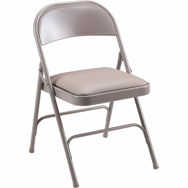 Lorell Padded Seat Folding Chairs - Beige Seat Color - Vinyl Seat Material - Beige Frame Color - Steel Frame Material - 4 / Carton