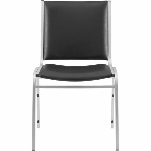 Lorell Stacking Chair Armless Black 4/box - Black Seat Color - Vinyl Seat Material - Vinyl Back Material - Steel Frame Material - Four-legged Base - Black - Steel, Vinyl - 4 / Box