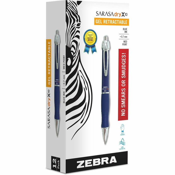 Zebra Pen Sarasa Dry X10 Gel Retractable RDI Pens - Retractable - Blue Ink - Gel-based - Blue Barrel - 1 Each
