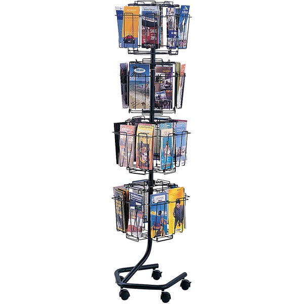 Safco Rotary Wire Brochure Display Stand - 32 Compartment(s) - Compartment Size : 4.50" (114.30 mm) x 1.37" (34.80 mm) - 60" (1524 mm) Height x 15" (381 mm) Width x 15" (381 mm) Depth - Floor - Powder Coated - Charcoal - 1 Each