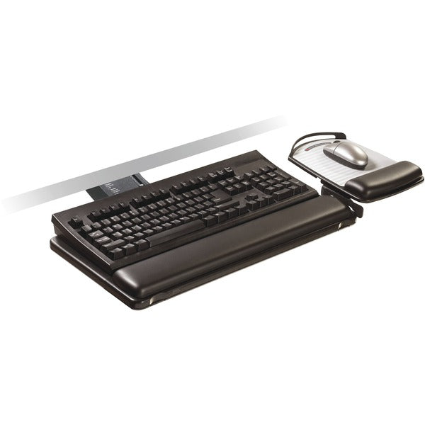 3M Sit/Stand Easy Keyboard Tray Platform Gel Wrists Precise Mouse Pad - 26.5" (673.10 mm) Width x 10.6" (269.75 mm) Depth - Black - 1