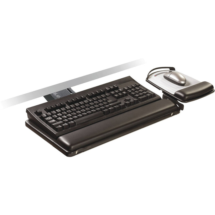 3M Sit/Stand Easy Keyboard Tray Platform Gel Wrists Precise Mouse Pad - 26.5" (673.10 mm) Width x 10.6" (269.75 mm) Depth - Black - 1
