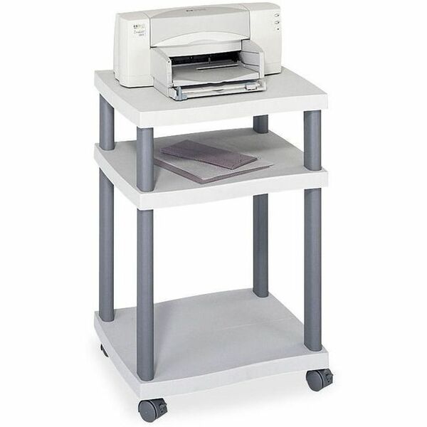 Safco Economy Desk Side Printer/Fax Stand - 100 lb (45359.24 g) Load Capacity - 2 x Shelf(ves) - 29.25" (742.95 mm) Height x 20" (508 mm) Width x 17.50" (444.50 mm) Depth - Floor - Plastic - Light Gray - Durable