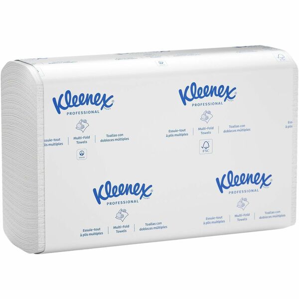 Kleenex&reg; Multi-Fold Towels - 1 Ply - 9.20" (233.68 mm) Width x 9.40" (238.76 mm) Length - White - 150/Pack - 8 / Carton