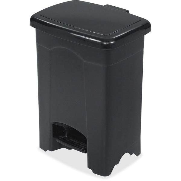 Safco Plastic Step-on 4-Gallon Receptacle - 15.14 L Capacity - 15" (381 mm) Height x 12" (304.80 mm) Width x 10" (254 mm) Depth - Plastic - Black - 1 Each