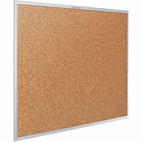 Quartet Classic Series Bulletin Board - 48" (1219.20 mm) Board Height x 96" (2438.40 mm) Board Width - Brown Natural Cork Surface - Heavy-gauge, Self-healing, Heavy Duty - Silver Aluminum Frame - 1 Each