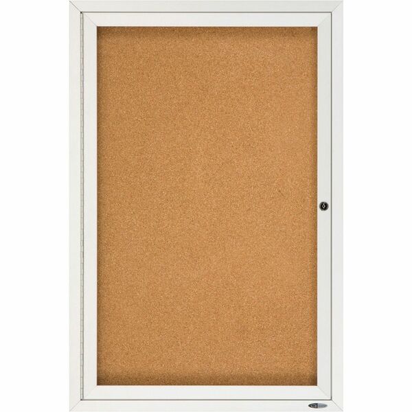 Quartet Enclosed Bulletin Board for Indoor Use - 36" (914.40 mm) Board Height x 24" (609.60 mm) Board Width - Brown Natural Cork Surface - Hinged, Self-healing, Shatter Proof, Lock, Durable - Silver Aluminum Frame - 1 Each