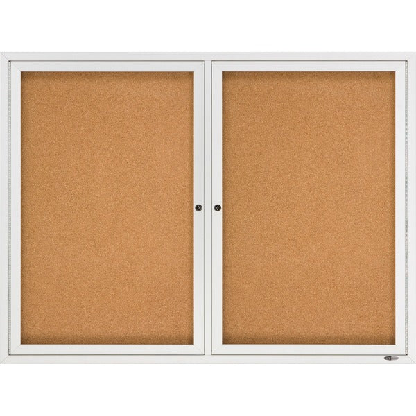 Quartet Enclosed Bulletin Board for Indoor Use - 36" (914.40 mm) Height x 48" (1219.20 mm) Width - Brown Natural Cork Surface - Hinged, Self-healing, Shatter Proof, Rounded Corner, Durable - Silver Aluminum Frame - 1 Each