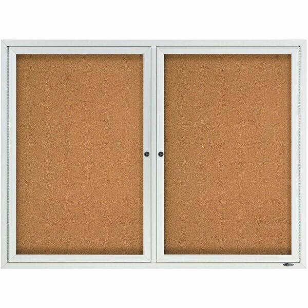 Quartet Enclosed Bulletin Board for Indoor Use - 36" (914.40 mm) Board Height x 48" (1219.20 mm) Board Width - Brown Natural Cork Surface - Hinged, Self-healing, Shatter Proof, Rounded Corner, Durable - Silver Aluminum Frame - 1 Each