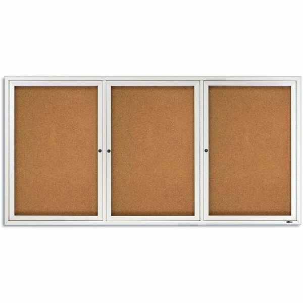 Quartet Enclosed Bulletin Board for Indoor Use - 48" (1219.20 mm) Board Height x 72" (1828.80 mm) Board Width - Brown Natural Cork Surface - Hinged, Self-healing, Shatter Proof, Rounded Corner, Durable - Silver Aluminum Frame - 1 Each